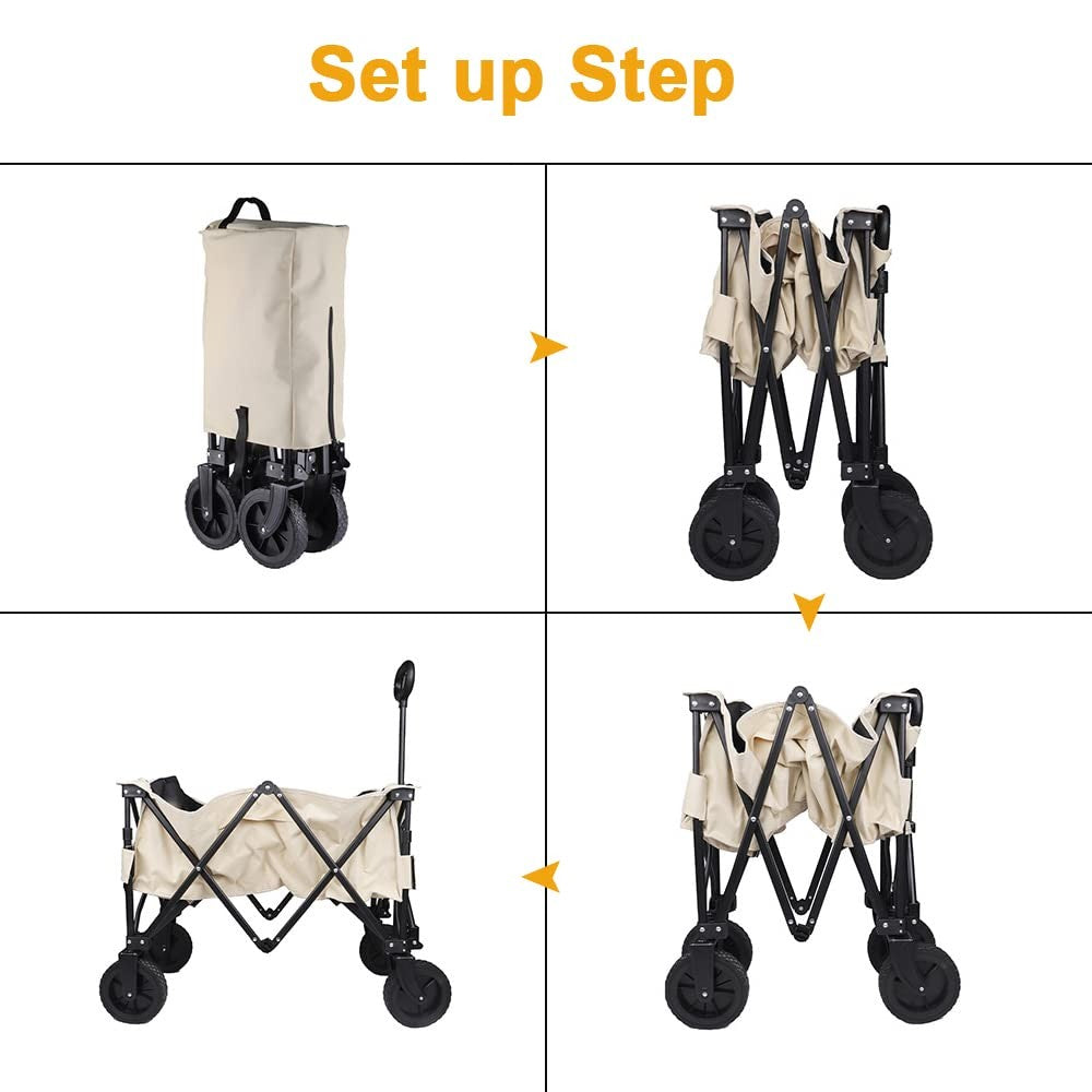 150L Pro Gather Folding Outdoor Utility Wagon Capacity Load 150kg - Khaki