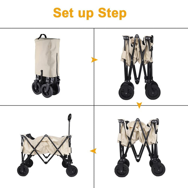 150L Pro Gather Folding Outdoor Utility Wagon Capacity Load 150kg - Khaki