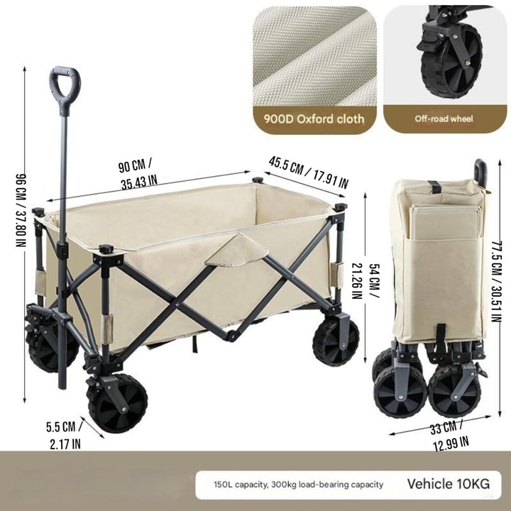 150L Pro Gather Folding Outdoor Utility Wagon Capacity Load 150kg - Khaki