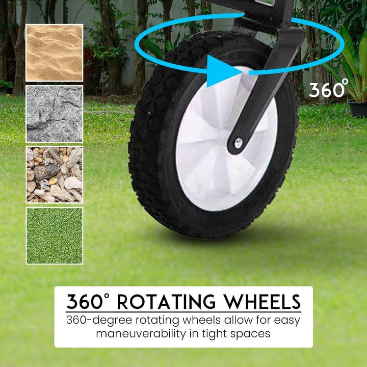 150L Folding Outdoor Utility Wagon Heavy Duty Camping Cart - Black