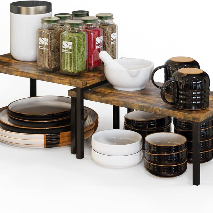 2 Pieces Stackable Countertop Organizer Shelf Set