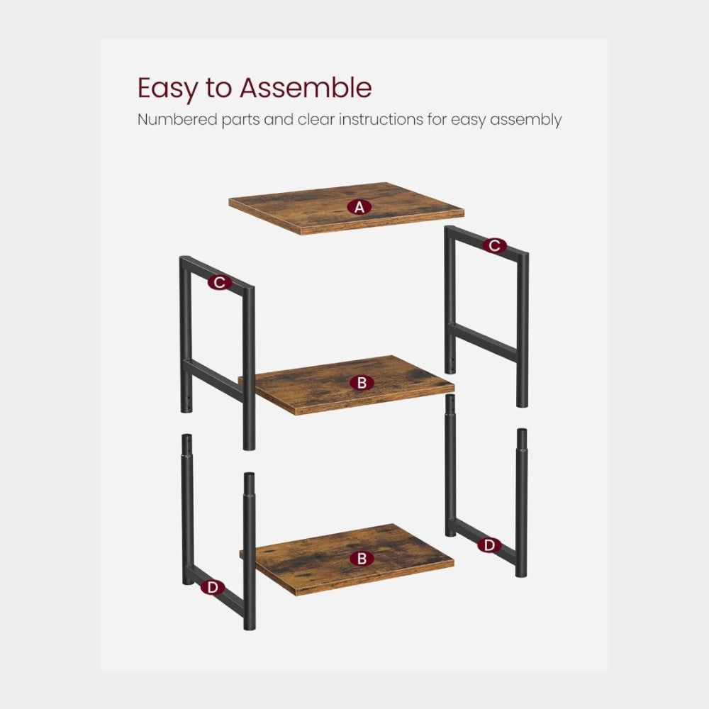 3 Tier Side Table with Storage Shelf Narrow End Table