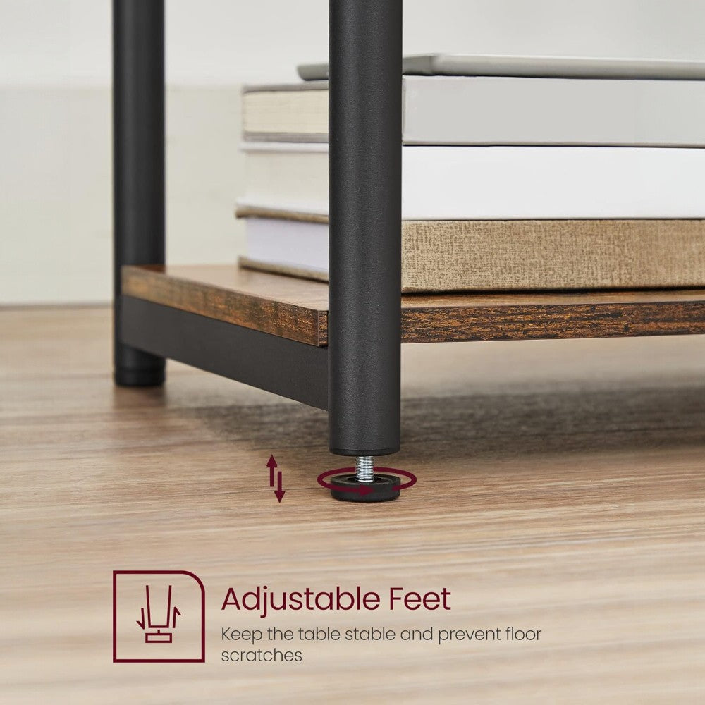 3 Tier Side Table with Storage Shelf Narrow End Table
