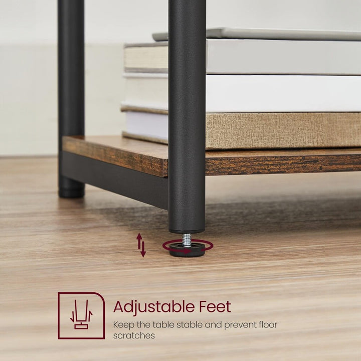 3 Tier Side Table with Storage Shelf Narrow End Table