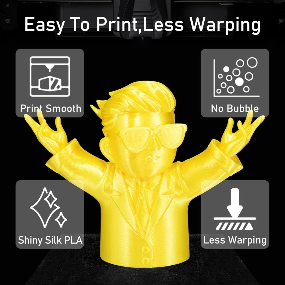Silk PLA Filament 1.75mm 1KG for 3D Printer - Yellow