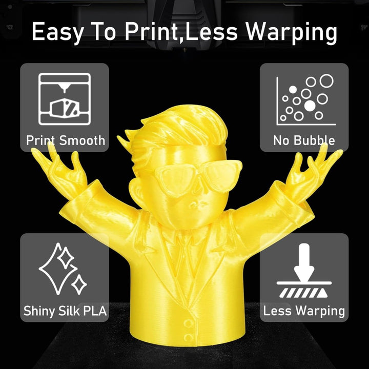 Silk PLA Filament 1.75mm 1KG for 3D Printer - Yellow