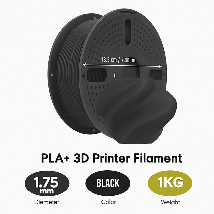 PLA+ Filament 1.75mm 1KG for 3D Printer - Black