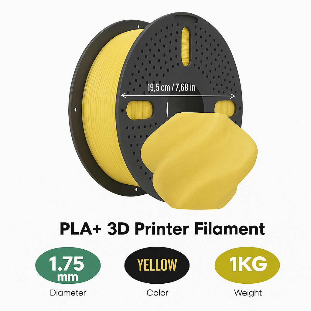 PLA+ Filament 1.75mm 1KG for 3D Printer - Yellow