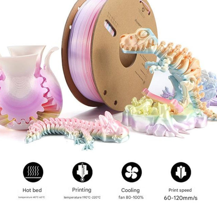 Silk PLA Filament 1.75mm 1KG for 3D Printer - Macaron