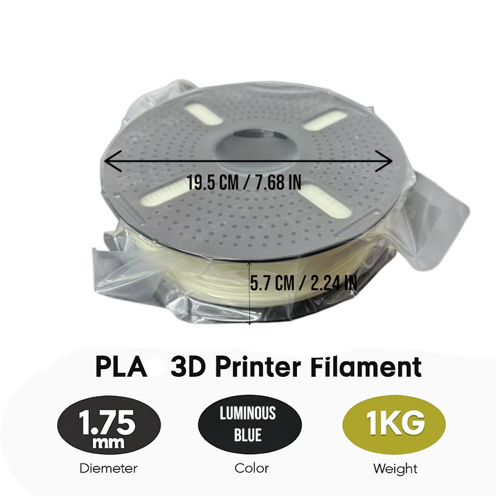 PLA Glow in the Dark Filament 1.75mm 1KG for 3D Printer - Glow Blue