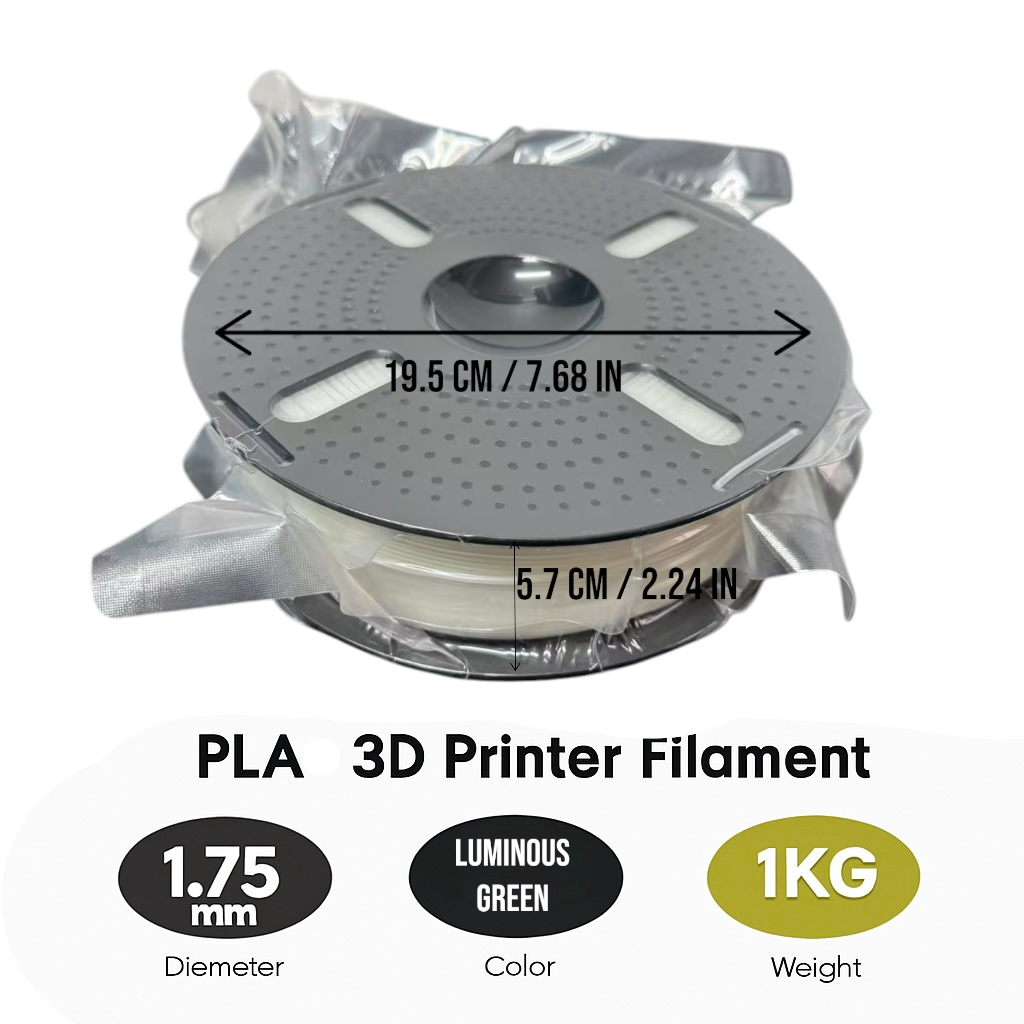 PLA Glow in the Dark Filament 1.75mm 1KG for 3D Printer - Glow Green