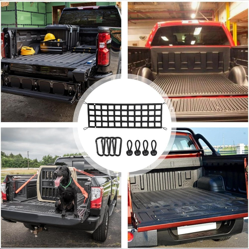 Truck Tailgate Cargo Net 152×46cm with Hooks and Elastic Buckles