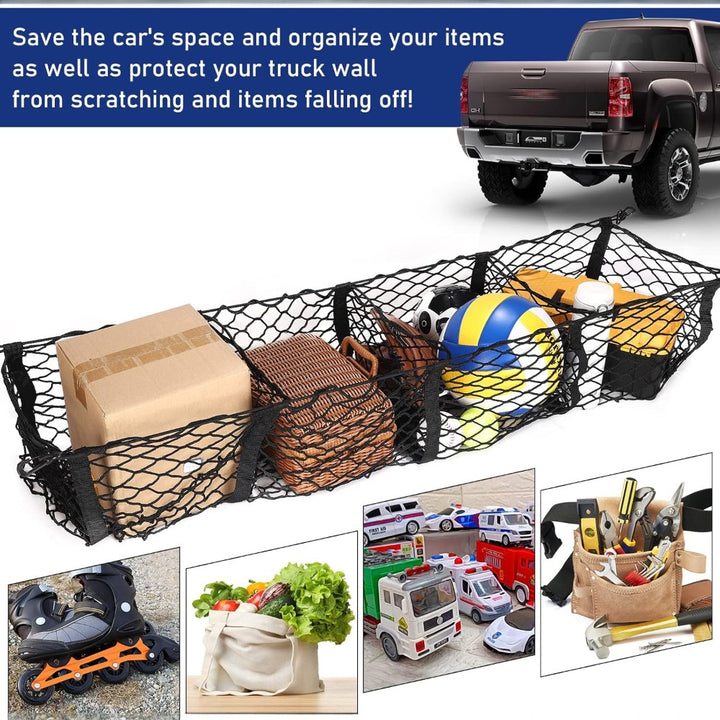 4-Pocket Cargo Net Organizer for Pickup Trucks