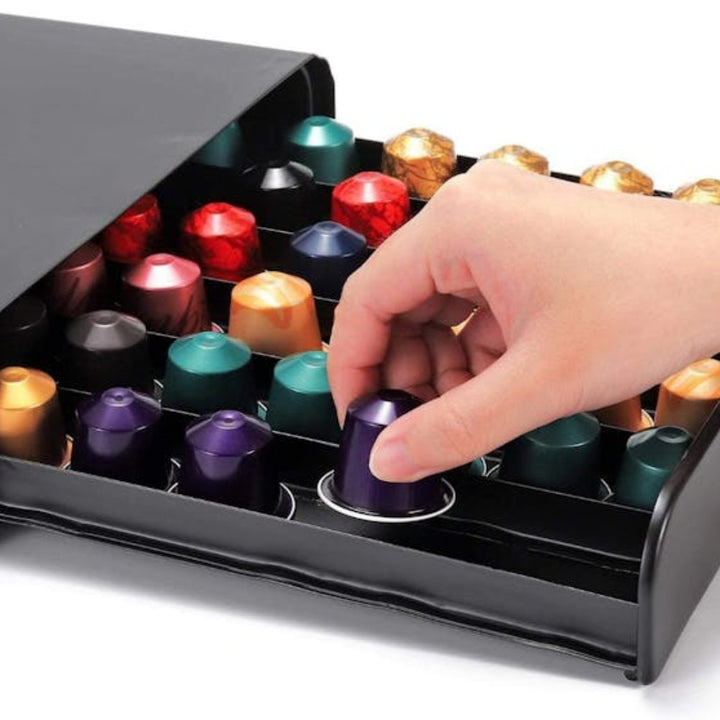Coffee Capsule Drawer Organizer Steel Pod Storage for 60 Nespresso Capsules