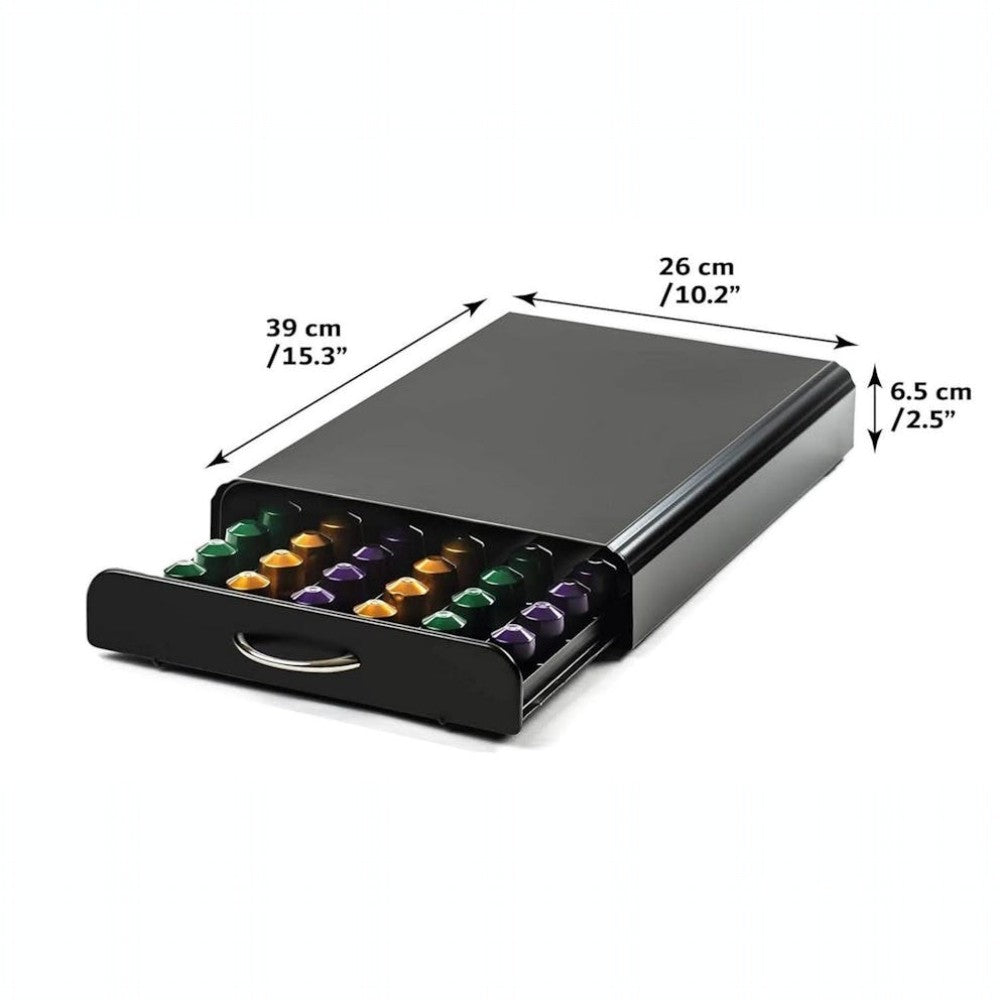 Coffee Capsule Drawer Organizer Steel Pod Storage for 60 Nespresso Capsules