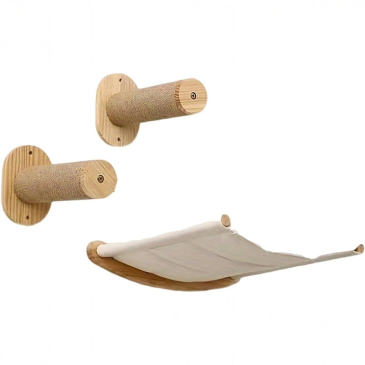 Cat Hammock Wall Mounted Cat Shelf with Two Steps