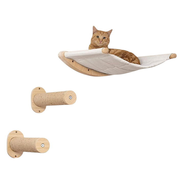 Cat Hammock Wall Mounted Cat Shelf with Two Steps