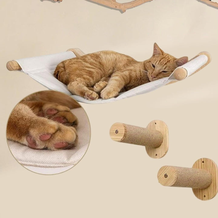 Cat Hammock Wall Mounted Cat Shelf with Two Steps