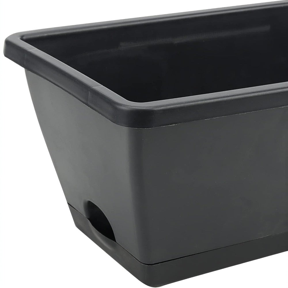 10 Pack 15L Rectangular Planter Box Set With Drainage Tray