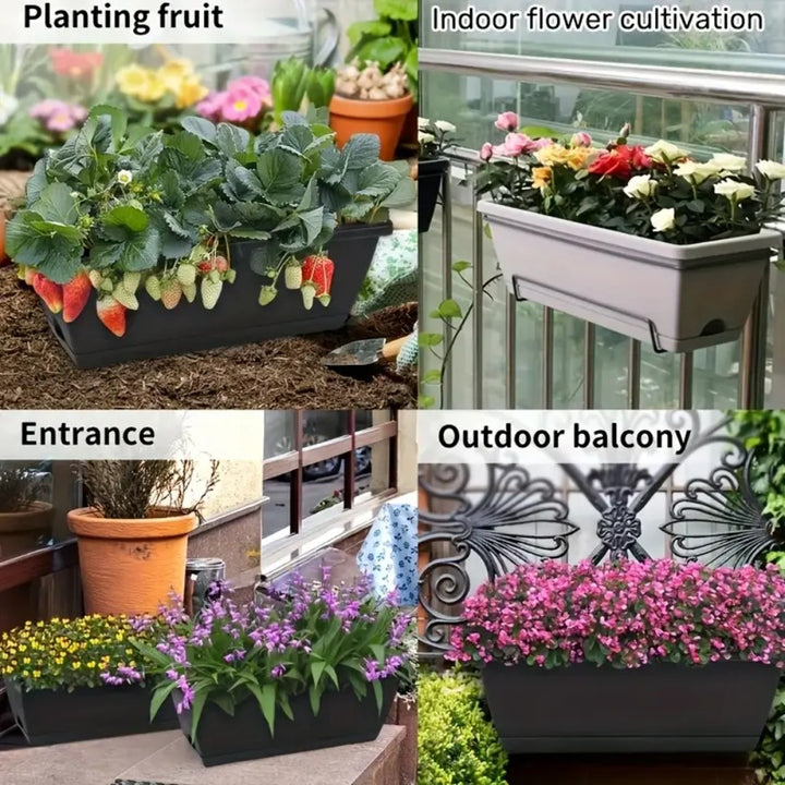 10 Pack 15L Rectangular Planter Box Set With Drainage Tray