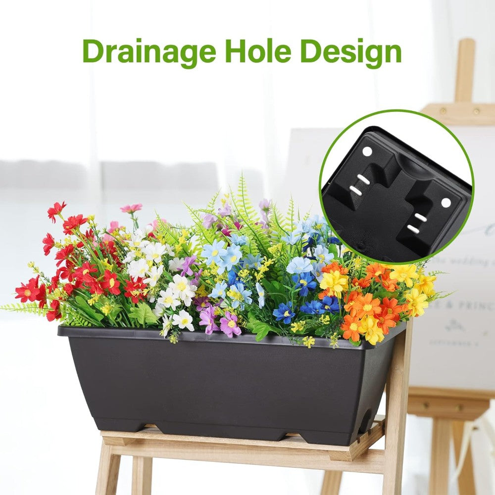 10 Pack 15L Rectangular Planter Box Set With Drainage Tray