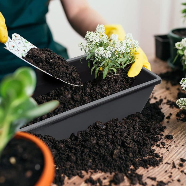 10 Pack 15L Rectangular Planter Box Set With Drainage Tray