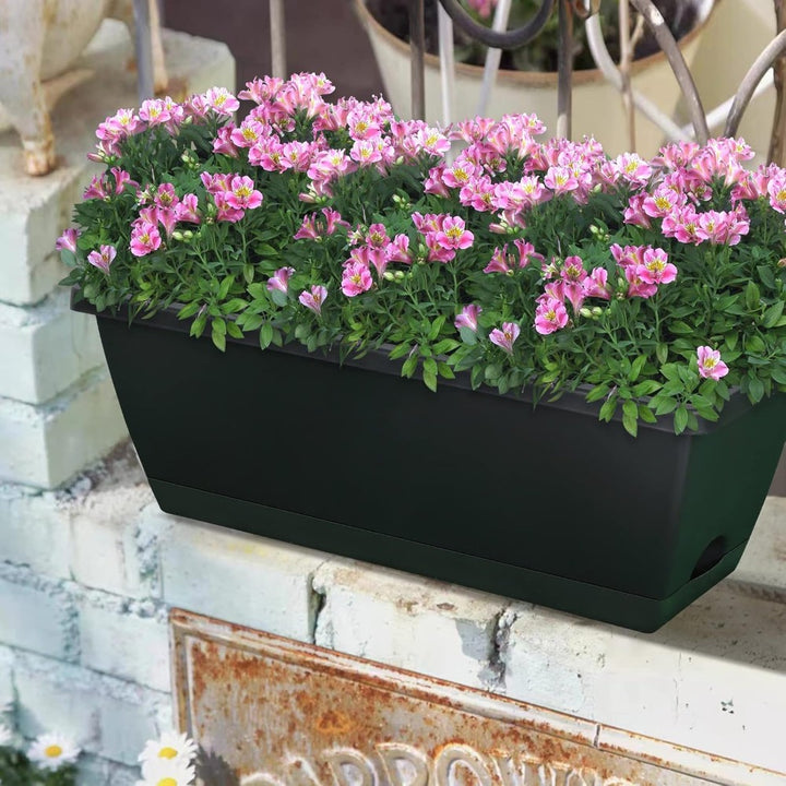 10 Pack 15L Rectangular Planter Box Set With Drainage Tray