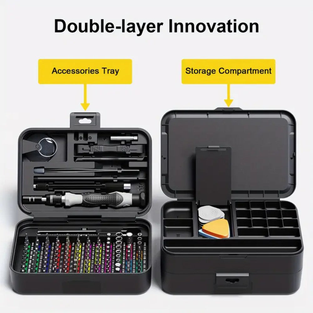 132-in-1 Precision Screwdriver Repair Tool Kit with Dual-Layer Storage Case