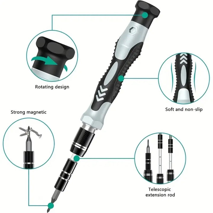 132-in-1 Precision Screwdriver Repair Tool Kit with Dual-Layer Storage Case