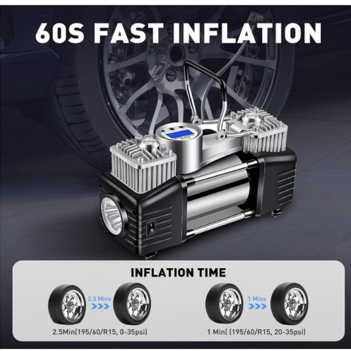 12V Portable Dual-Cylinder Car Air Compressor With Case