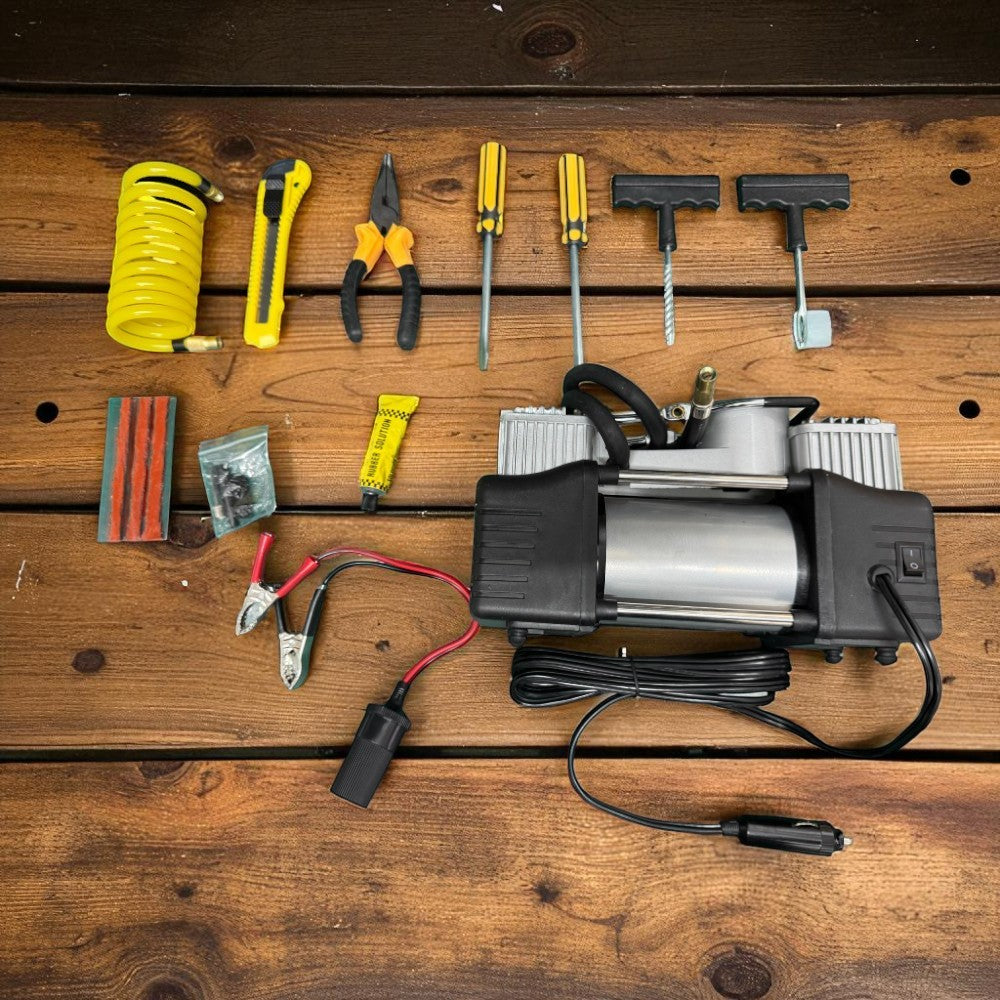 12V Portable Dual-Cylinder Car Air Compressor With Case