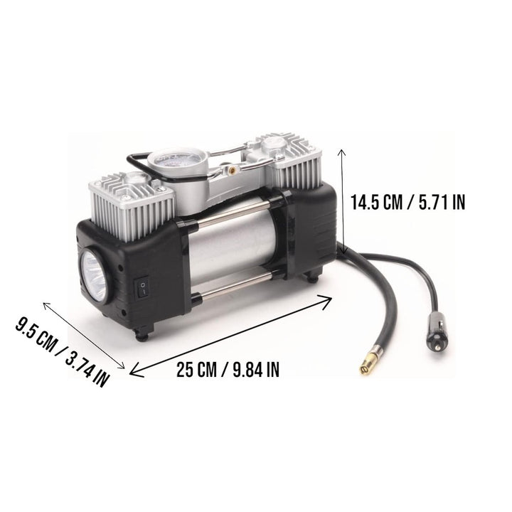 12V Heavy Duty Tire Inflator with Analog Gauge