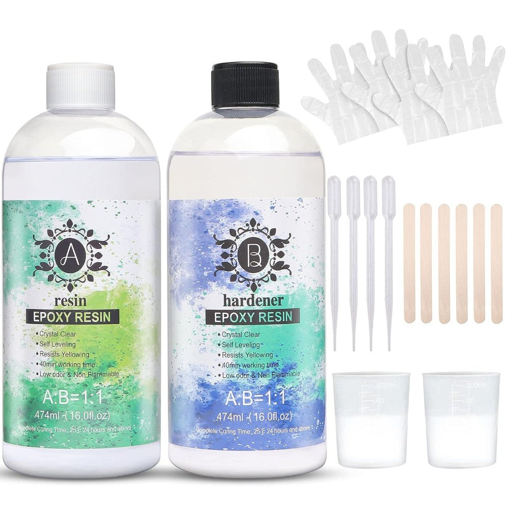DIY Epoxy Resin Kit for Crafts and Jewelry with Mixing Tools Included
