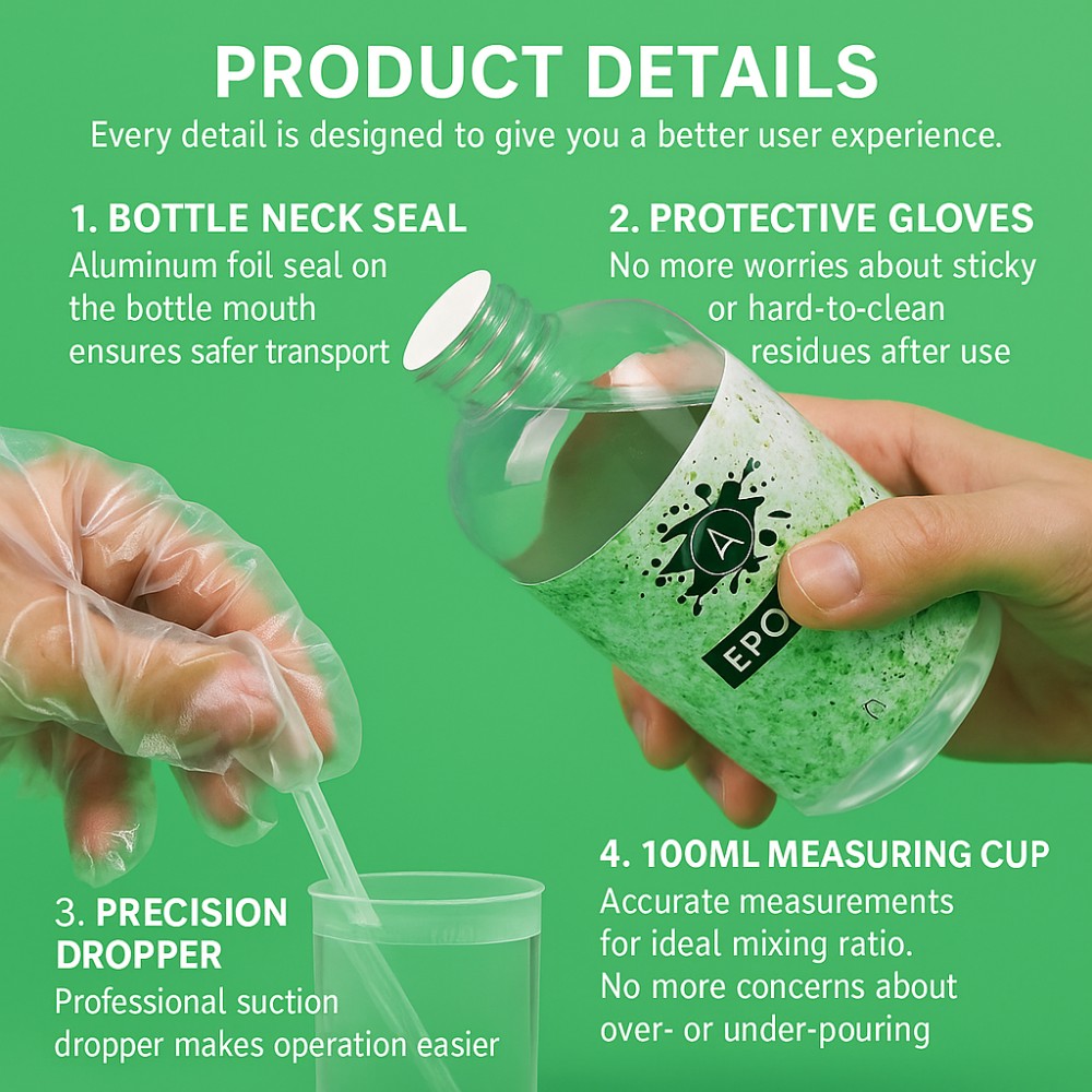 DIY Epoxy Resin Kit for Crafts and Jewelry with Mixing Tools Included