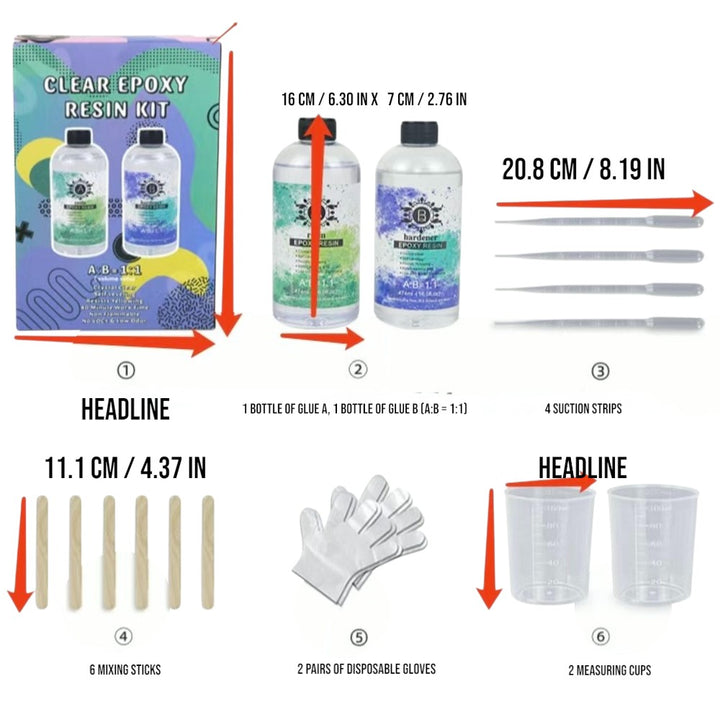 DIY Epoxy Resin Kit for Crafts and Jewelry with Mixing Tools Included