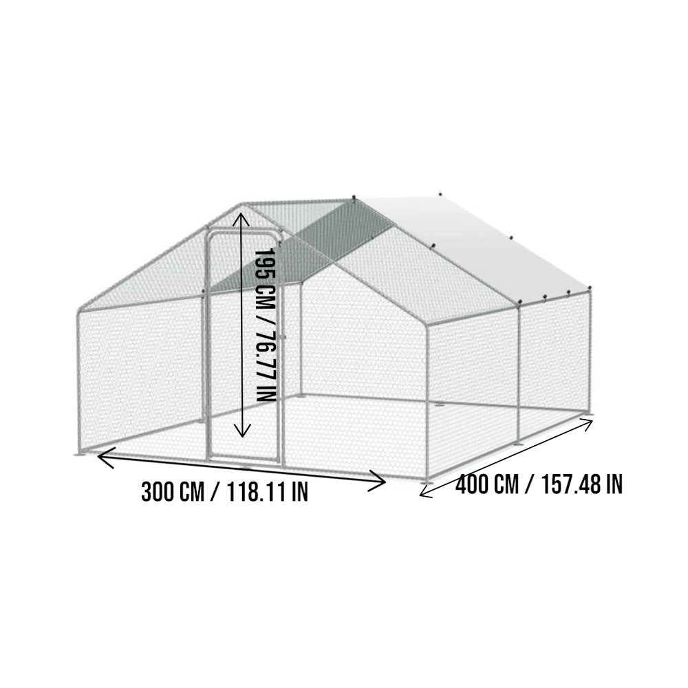 Large Chicken Coop with Roof Cover _ 4_3_2m