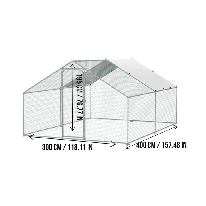 Large Chicken Coop with Roof Cover _ 4_3_2m