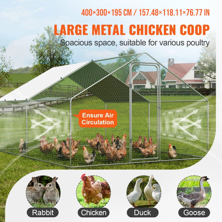 Large Chicken Coop with Roof Cover _ 4_3_2m