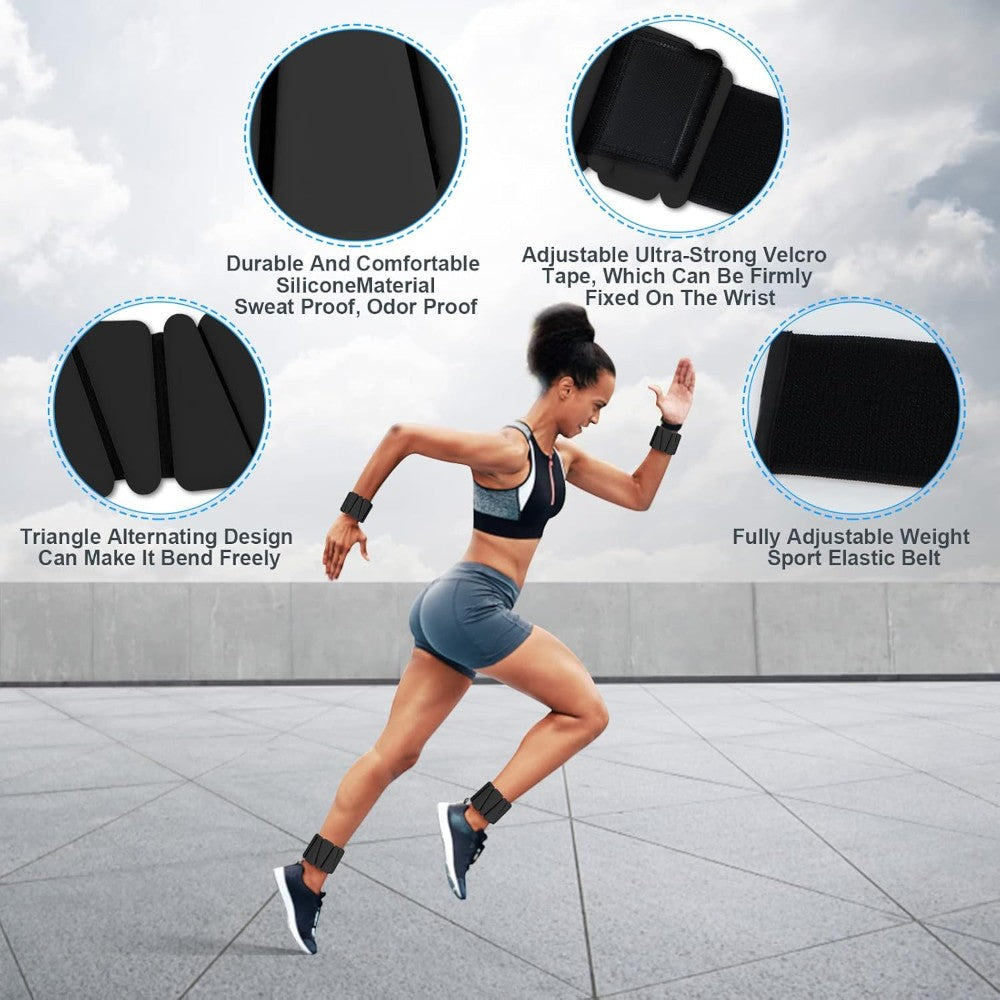 2 Pack Adjustable Silicone Wrist Weights - 2 lbs