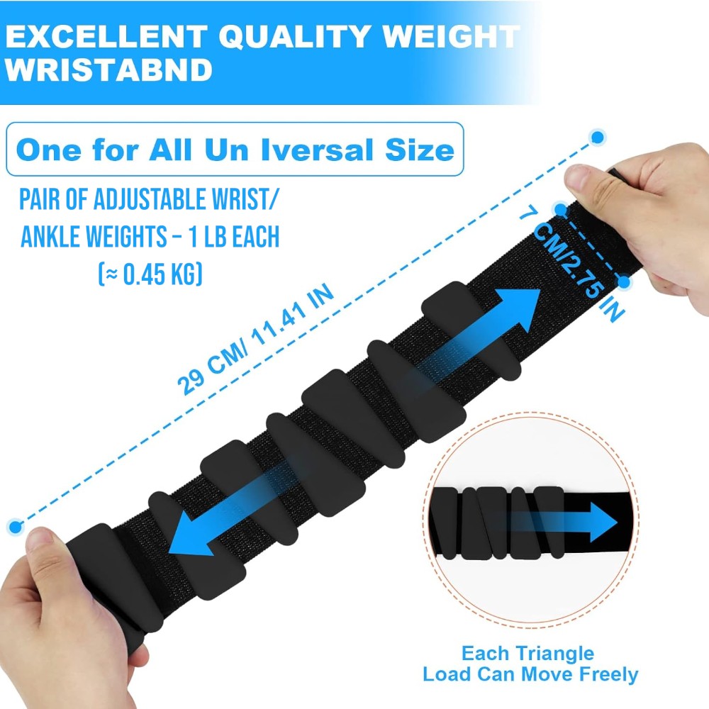 2 Pack Adjustable Silicone Wrist Weights - 2 lbs