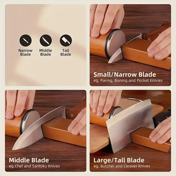 Rolling Knife Sharpener Kit Beech Wood Magnetic Rolling Sharpener