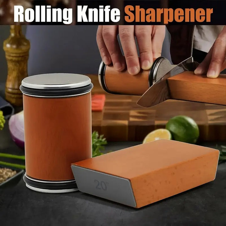 Rolling Knife Sharpener Kit Beech Wood Magnetic Rolling Sharpener
