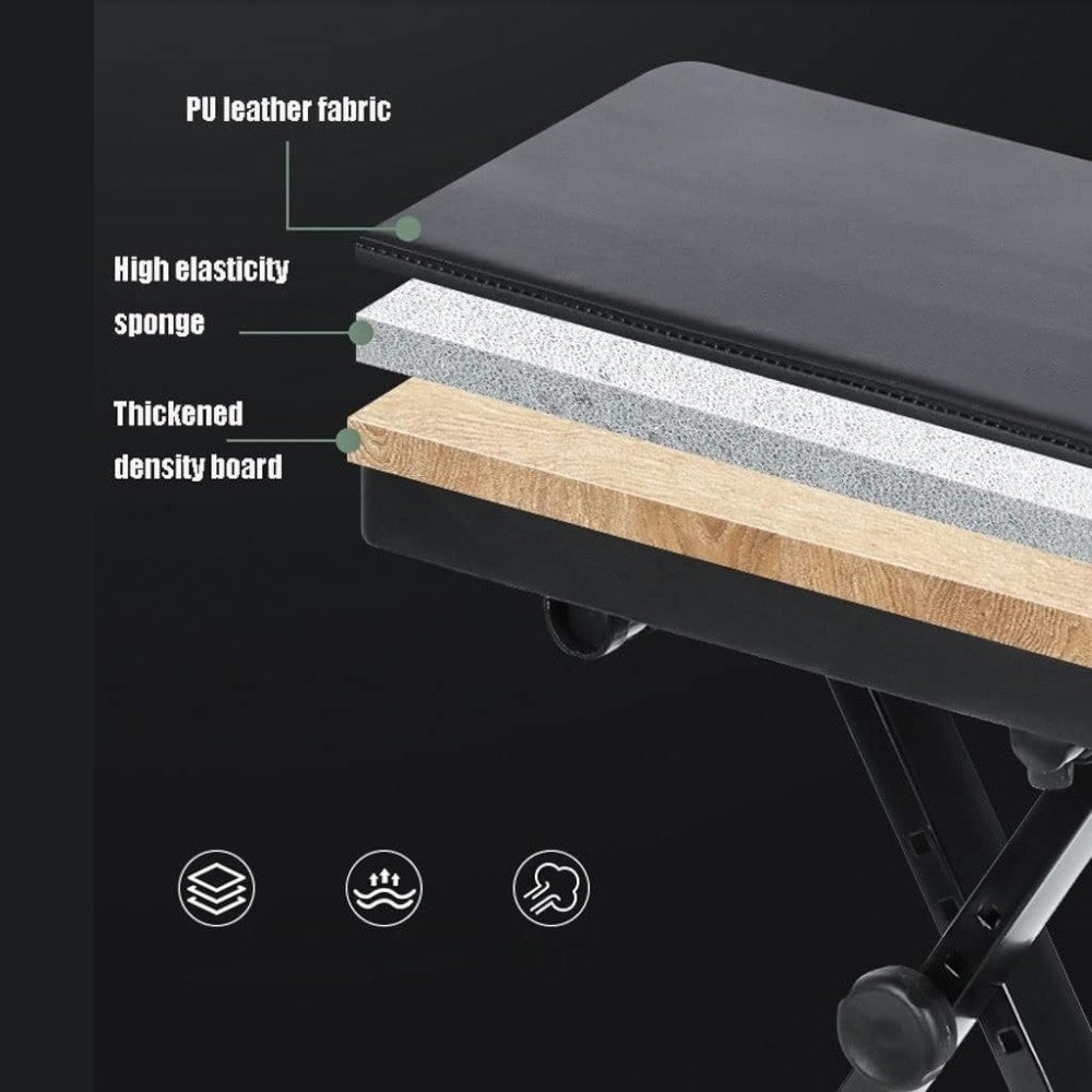 Adjustable Folding Piano Bench – 4-Level Height