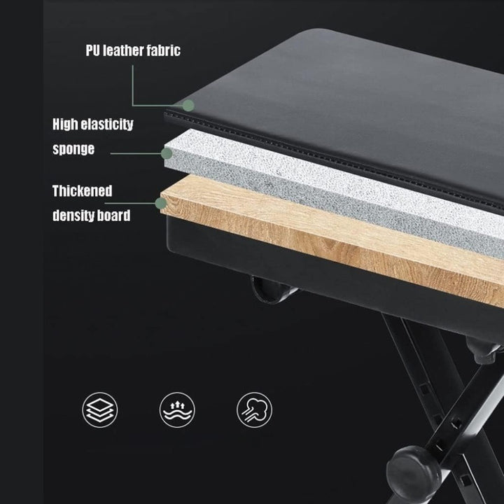 Adjustable Folding Piano Bench – 4-Level Height