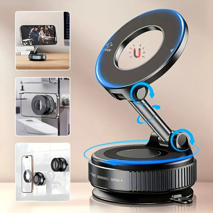 Vacuum Magnetic Car Phone Holder for Desk, Car, Tile, or Wall