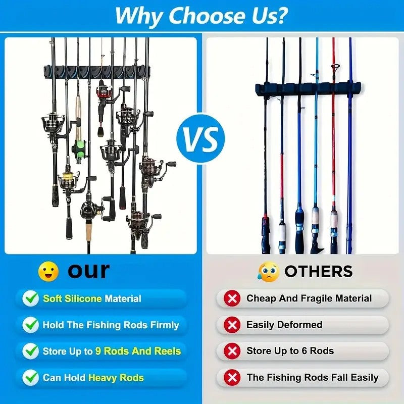 Fishing Rod Holder with Adjustable Silicone Clips