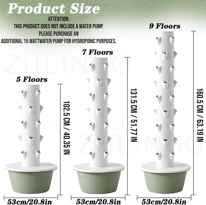 9 Layer Vertical Soilless Hydroponic Tower Planter