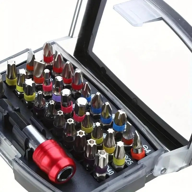 32-Piece S2 Steel Color Coded Screwdriver Bit Set