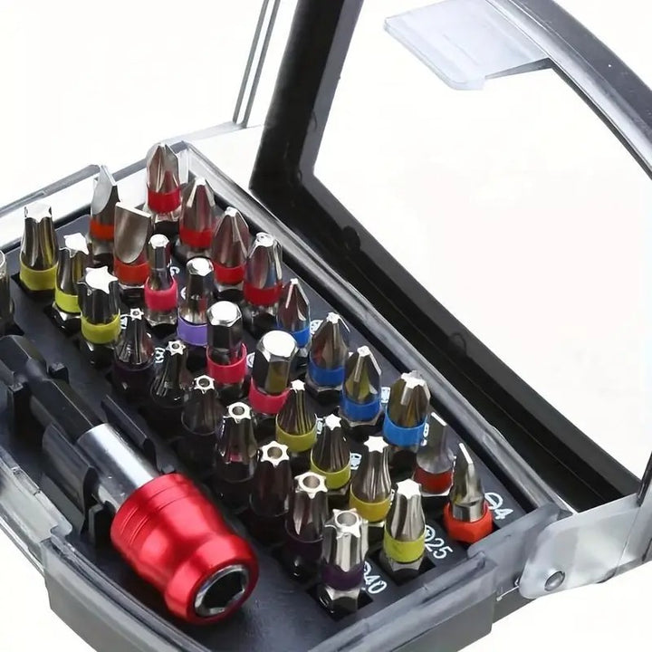 32-Piece S2 Steel Color Coded Screwdriver Bit Set