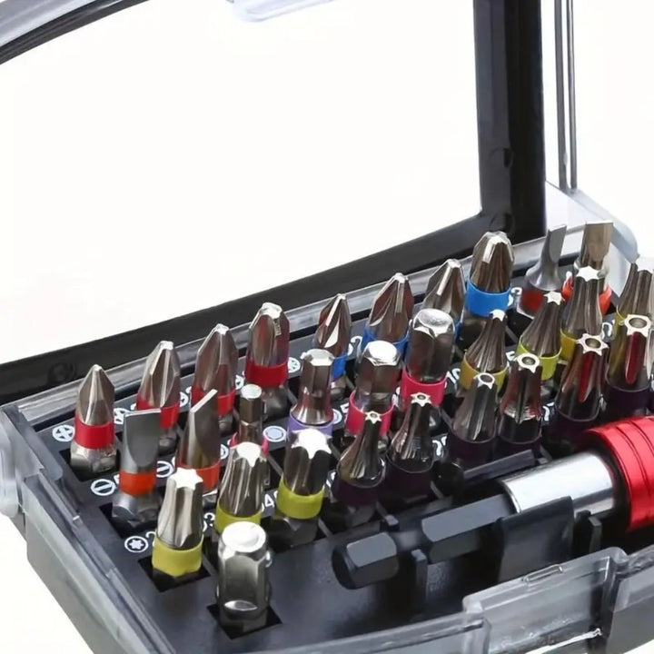 32-Piece S2 Steel Color Coded Screwdriver Bit Set